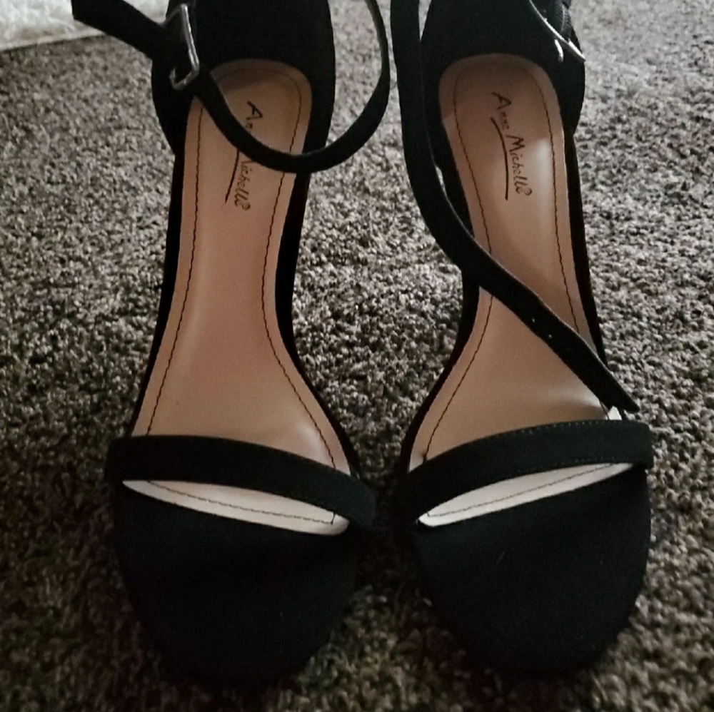 Suede Black strap heels